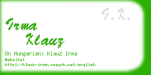 irma klauz business card